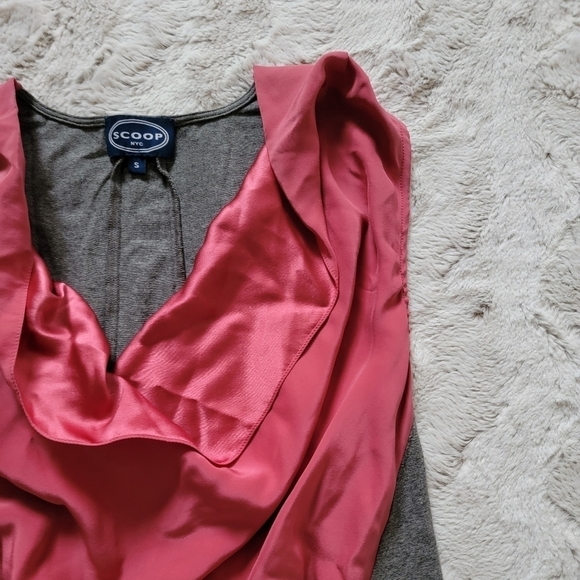 Scoop NYC Pink Silk Gray Fabric Sleeveless Lightweight Blouse Size S - Picture 4 of 10
